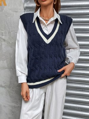 Жилет-свитер крикет фактурной вязки без рубашки