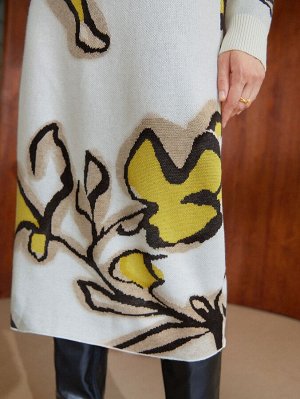 Вязаная юбка из смесовой шерсти с цветочным рисунком