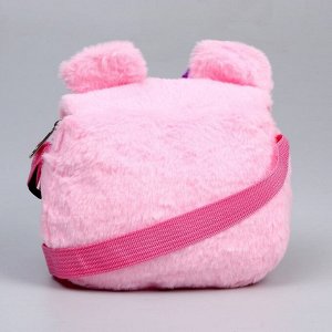 Сумка детская меховая «Мишка», розовый, 15х13х3 см