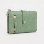 Кошелек жен 10-01-01, 10*2,5*14 см, отд д/купюр, д/карт, д/монет, на кнопке, зеленый