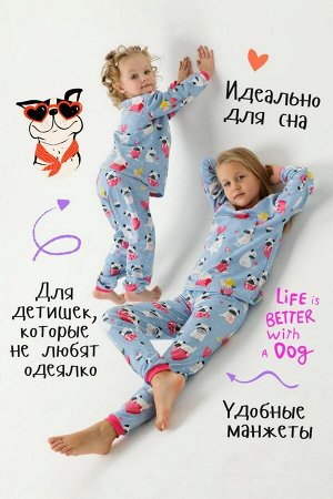IvDt-ПЖ0172 Пижама детская с начесом "Супер мопсы"