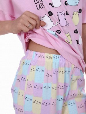 JL-ПД-018-038/1 Пижама для девочки "Котики"