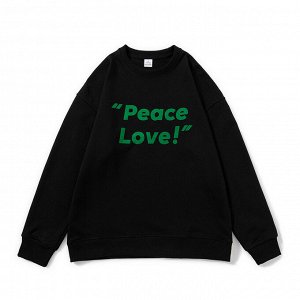 Свитшот унисекс, надпись "Peace Love", цвет черный