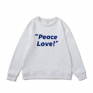 Свитшот унисекс, надпись "Peace Love", цвет белый