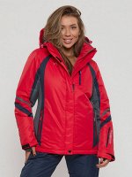 Горнолыжная куртка женская big size красного цвета 552012Kr