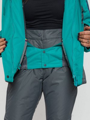 Горнолыжная куртка женская зеленого цвета 552002Z