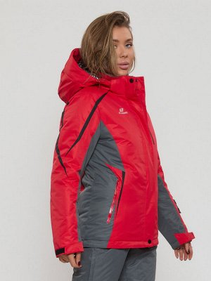 Горнолыжная куртка женская красного цвета 552002Kr
