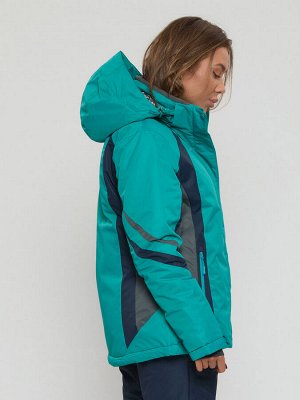 Горнолыжная куртка женская big size зеленого цвета 552012Z