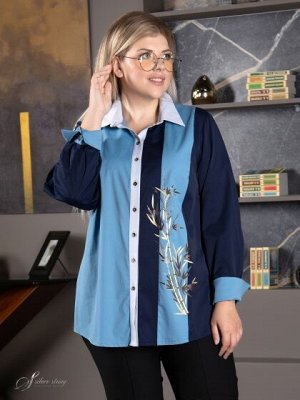 Блузка Эффектная блуза прямого силуэта с рубашечным воротником на стойке. Модель в стиле «Casual» выполнена из гладкокрашеных тканей-компаньонов с высоким содержанием хлопкового волокна. Особого внима