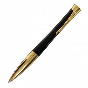Ручка подарочная шариковая в кожзам футляре поворотная ПБ U, корпус черный/золото