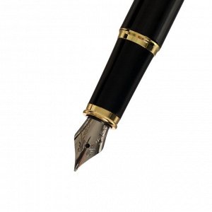 Ручка подарочная перьевая в кожзам футляре ПБ IM, корпус черный с золотом