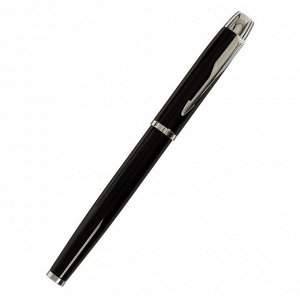 Ручки подарочные 2 штуки в кожзам футляре ПБ IM (перьевая и шариковая) черная/серебро