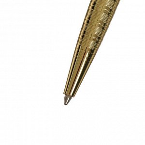 Ручка подарочная шариковая в кожзам футляре поворотная ПБ S, корпус золотистый