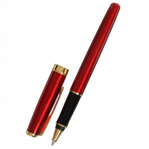 Ручка подарочная шариковая в кожзам футляре ПБ S, корпус кирпичный с золотом