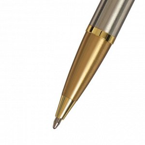 Ручка подарочная шариковая в кожзам футляре автоматическая ПБ IM, корпус золото/серебро