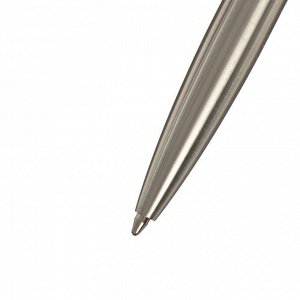 Ручка подарочная шариковая в кожзам футляре автоматическая ПБ J, корпус серебристый