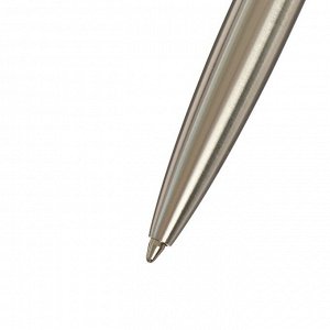 Ручка подарочная шариковая в кожзам футляре, автоматическая, корпус серебро, золото