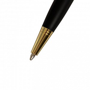 Ручка подарочная шариковая в кожзам футляре поворотная ПБ S, корпус черный/золото