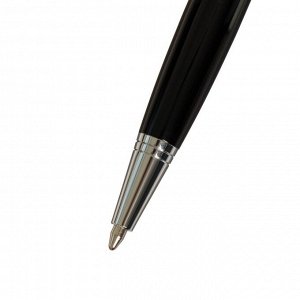 Ручка подарочная шариковая в кожзам футляре поворотная ПБ S, корпус черный/серебро