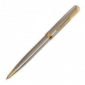 Ручка подарочная шариковая в кожзам футляре поворотный ПБ S,корпус серебро/золото