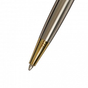Ручка подарочная шариковая в кожзам футляре поворотный ПБ S,корпус серебро/золото