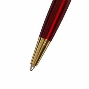 Ручка подарочная шариковая в кожзам футляре поворотная ПБ S, корпус бордо/золото