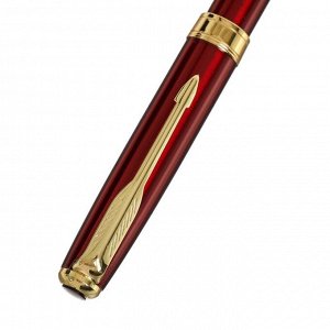 Ручка подарочная шариковая Calligrata, в кожзам футляре ПБ S, поворотная, корпус бордо/золото