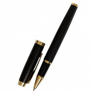Ручка подарочная шариковая в кожзам футляре ПБ IM, корпус черный с золотом