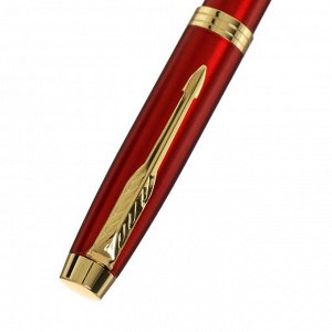Ручка подарочная шариковая в кожзам футляре ПБ IM, корпус кирпичный с золотом