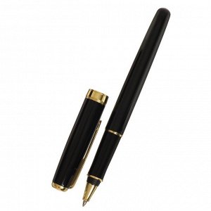 Ручка подарочная шариковая в кожзам футляре ПБ S, корпус черный с золотом