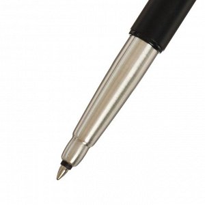 Ручка подарочная шариковая в кожзам футляре ПБ N, корпус черный с серебром