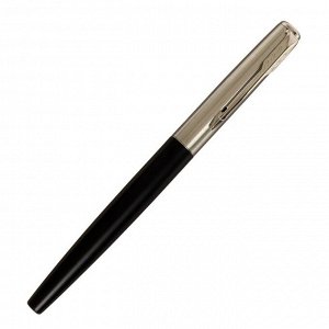 Ручка подарочная шариковая в кожзам футляре ПБ J, корпус черный с серебром