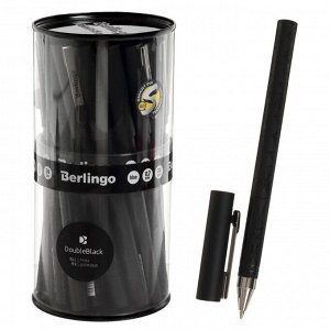 Ручка шариковая Berlingo "DoubleBlack" , 0. 7мм, синяя, игольч. стерж 319389