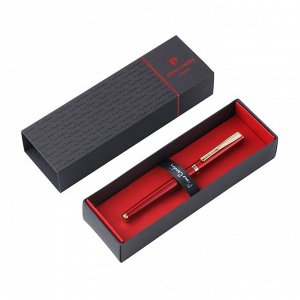 Ручка перьевая PIERRE CARDIN ECO, корпус латунь с покрытием "металлик", отделка сталь и позолота, съемный колпачок, узел 0.6 мм, красная