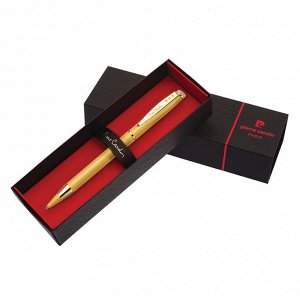 Ручка-роллер PIERRE CARDIN GAMME, корпус латунь, сатиновое покрытие, отделка сталь и позолота, съемный колпачок, золотистая