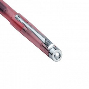 Ручка перьевая PIERRE CARDIN I-SHARE, корпус пластик, отделка сталь и хром, узел 0.6 мм, чернила синие, прозрачная, коралловая