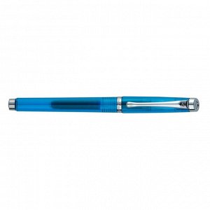Ручка перьевая PIERRE CARDIN I-SHARE, корпус пластик, отделка сталь и хром, узел 0.6 мм, чернила синие, прозрачная, синяя
