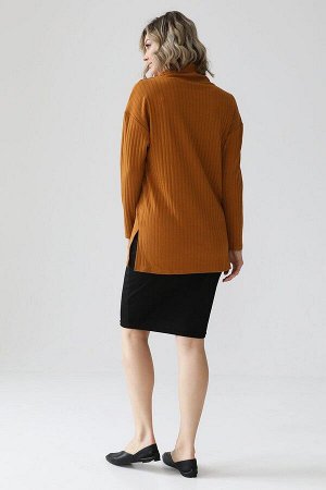 Свитер Широкий свитер с воротником с отворотом, длинными рукавами и отделкой в рубчик. Ткань: тонкое и хорошо растяжимое вязаное полотно. Плотность: 420 гр/м. Цвет: горчичный. Параметры модели: 175 см