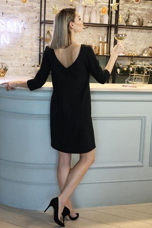 Платье с V-вырезом на спинке, цвет черный