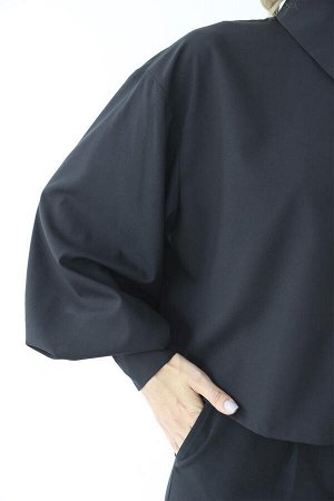 Блузка с пышным рукавом, цвет чёрный