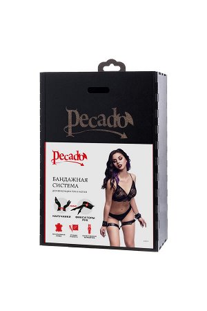 Бондажная система Pecado BDSM, для фиксации рук к ногам, натуральная кожа, черная
