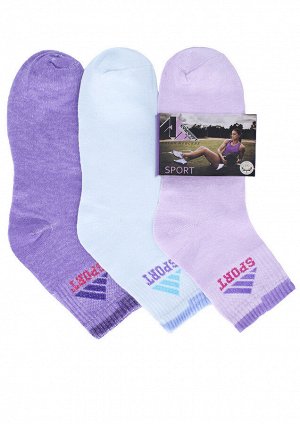 Носки женские демисезонные, уп 3 шт  фиолетовые/черные/розовые