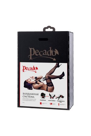 Бондажная система Pecado BDSM, для фиксации рук и поддержки ног, натуральная кожа, черная