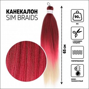 SIM-BRAIDS Канекалон трёхцветный, гофрированный, 65 см, 90 гр, цвет русый/розовый/блонд(#FR-22)