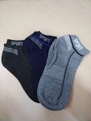 Носки мужские демисезонные, уп 3 шт  темно-серые/синие/светло-серые