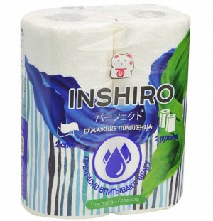 Полотенце бумажное "INSHIRO" белый,2х сл, 2шт рулона/уп.,