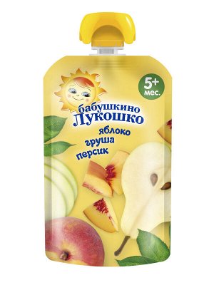 Пюре Бабушкино лукошко  90г яблоко груша персик с 6мес м/у 1х12.