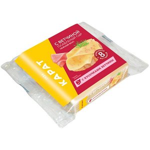 Сыр плавл. ломтик 130г Карат с ветчиной 1х10.