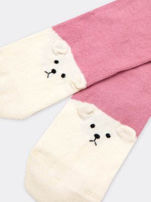 Детские высокие носки без резинки пурпурного цвета с декоративными ушками (1 упаковка по 5 пар)