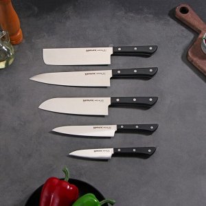 Набор ножей Samura HARAKIRI, 5 шт, лезвие: 9,9 см, 15 см, 16,1 см, 16,5 см, 18,5 см, чёрная рукоять
